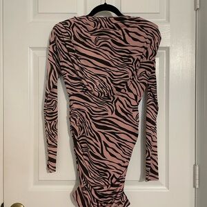 Nasty Gal Black and Pink Zebra Long Sleeve Dress